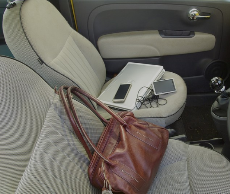 Picture of valuables left in a car